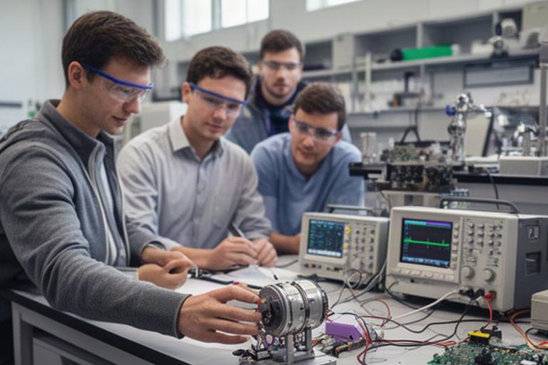 Manchester startup team testing a sensor prototype in a university laboratory